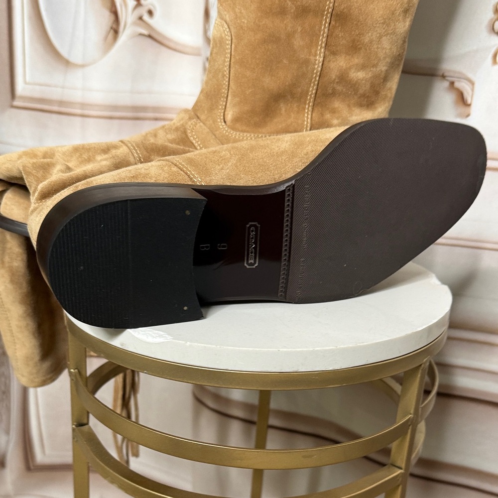 Coach Camel Suede  Knee Boots - Picture 5 of 8